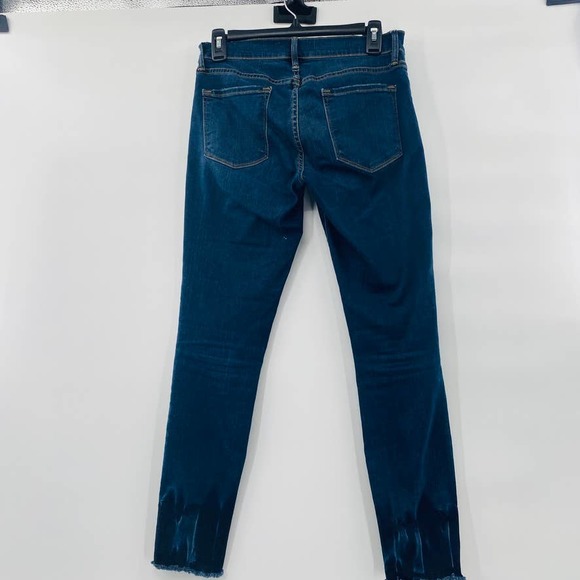 Frame Denim Le Skinny de Jeanne Crop Raw-Edge Jean Busted Knee Faded Thorpe 28 - Picture 11 of 13